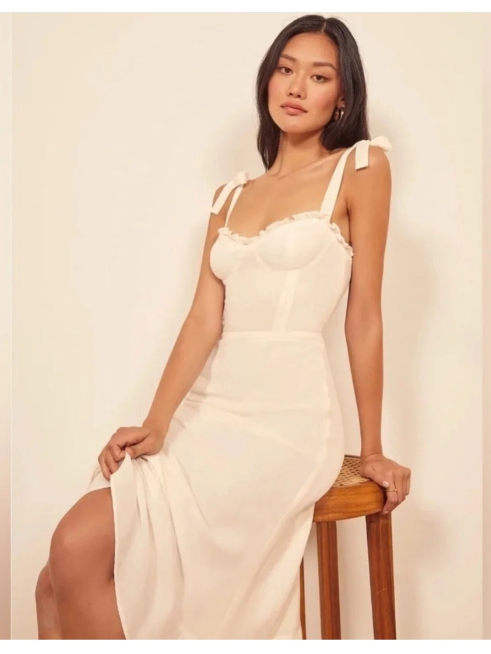 NEW Reformation Nikita Midi Dress in White  Ivory | size 4